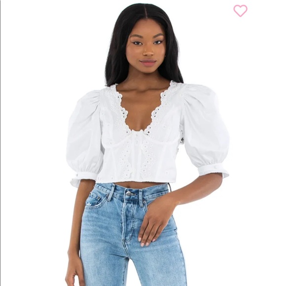 For Love And Lemons Tops For Love And Lemons Serena Crop Top White